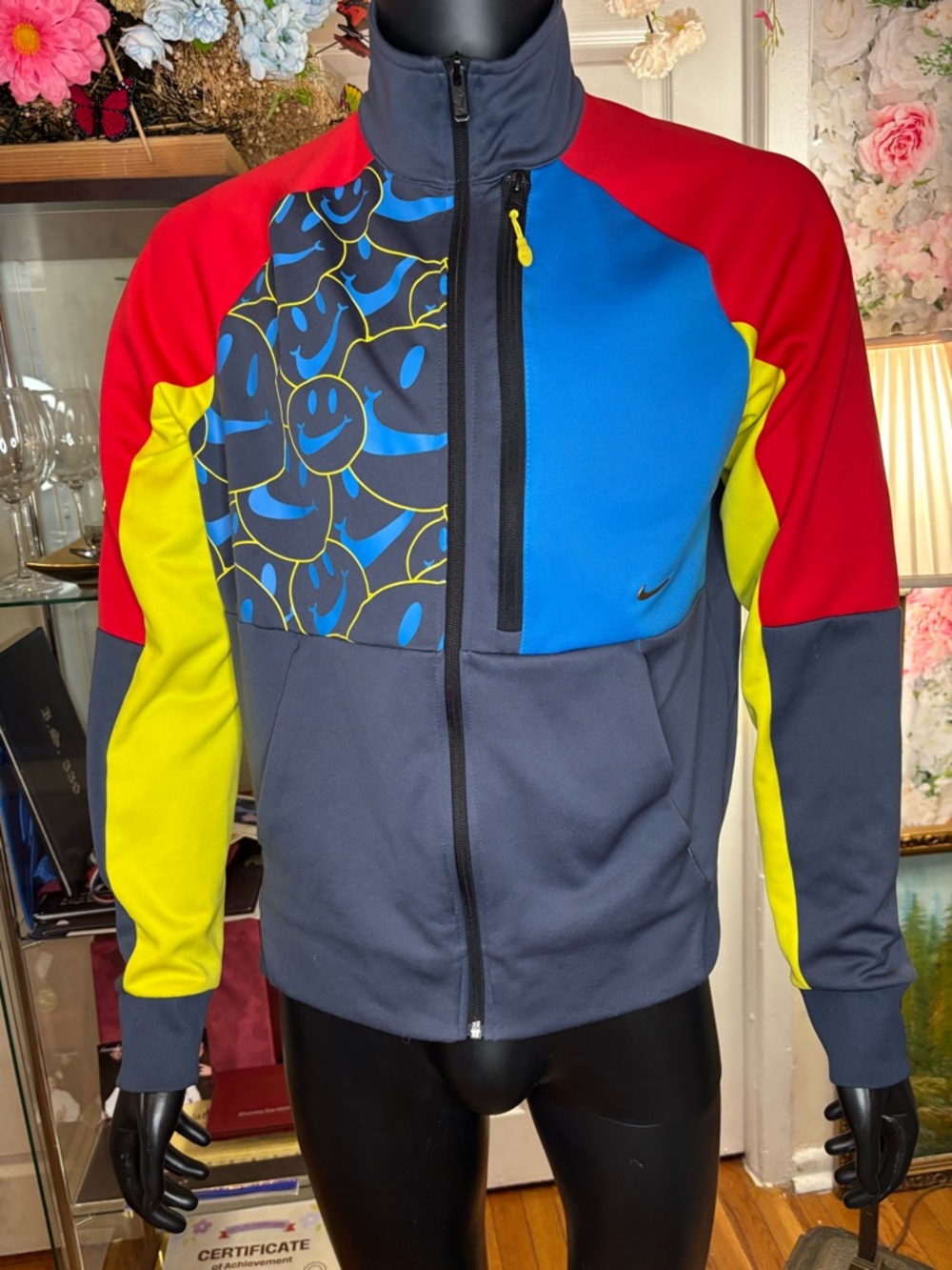 Nike Men's Colorblock Performance Zip Jacket - Blue/Red/Yellow/Gray